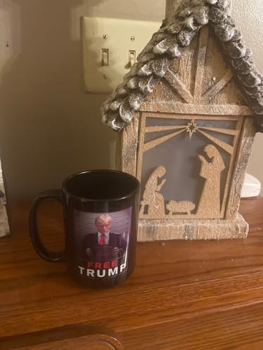Customer photo review of Trump Mugshot Sign 15oz Coffee Mug