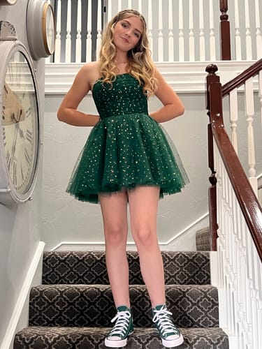 Customer photo review of Sweetheart Tulle Prom Dress with removable straps(2 sets) and sleeves(1sets)