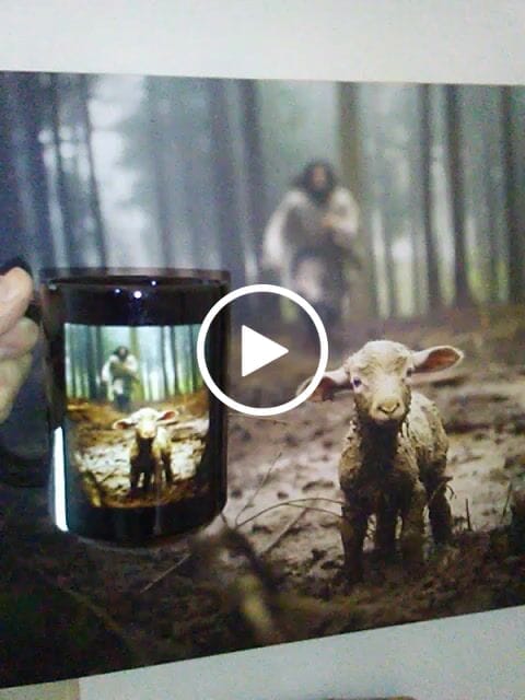 Customer video review of Jesus With The Sheep, Jesus Running After Lamb Coffee Mug