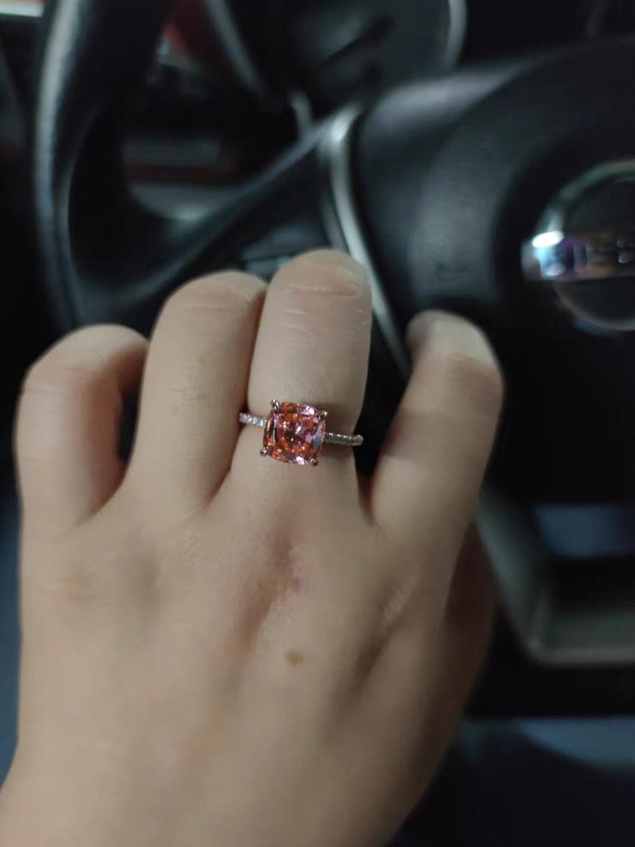 Customer photo review of Louily 3.5Ct Rose Gold Solitaire Cushion Cut Engagement Ring with Double Hidden Halo