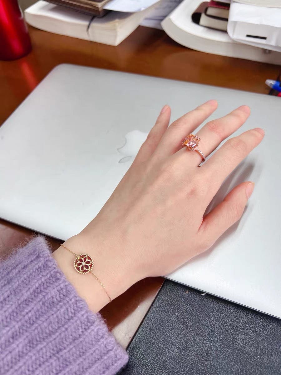 Customer photo review of Louily 3.5Ct Rose Gold Solitaire Cushion Cut Engagement Ring with Double Hidden Halo