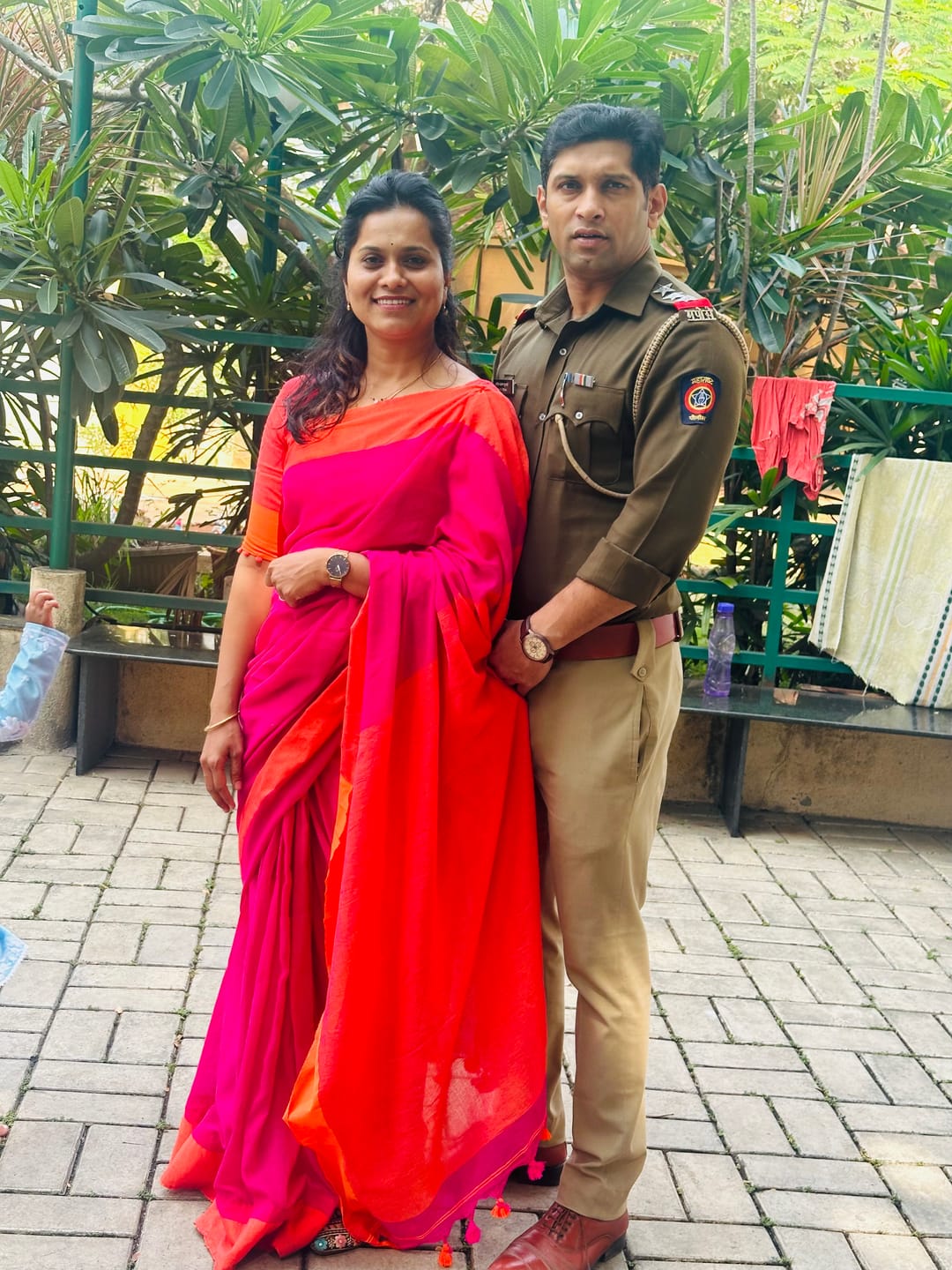 Customer photo review of Pink Orange Soft Cotton  Saree