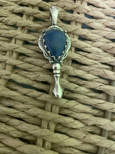 Customer photo review of Carolyn Pollack Southwestern Style Sterling Silver Denim Lapis Single Squash Blossom Pendant For Women