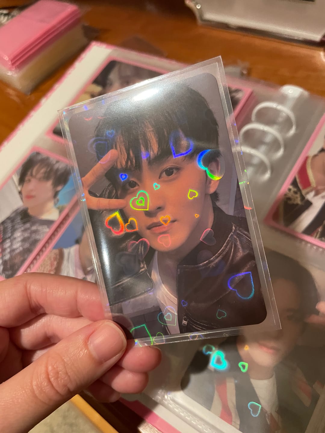 Customer photo review of PREMIUM HOLOGRAPHIC PHOTOCARD SLEEVES - HEART VERSION