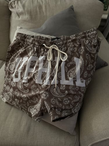 Customer photo review of Brown Paisley Mesh Shorts
