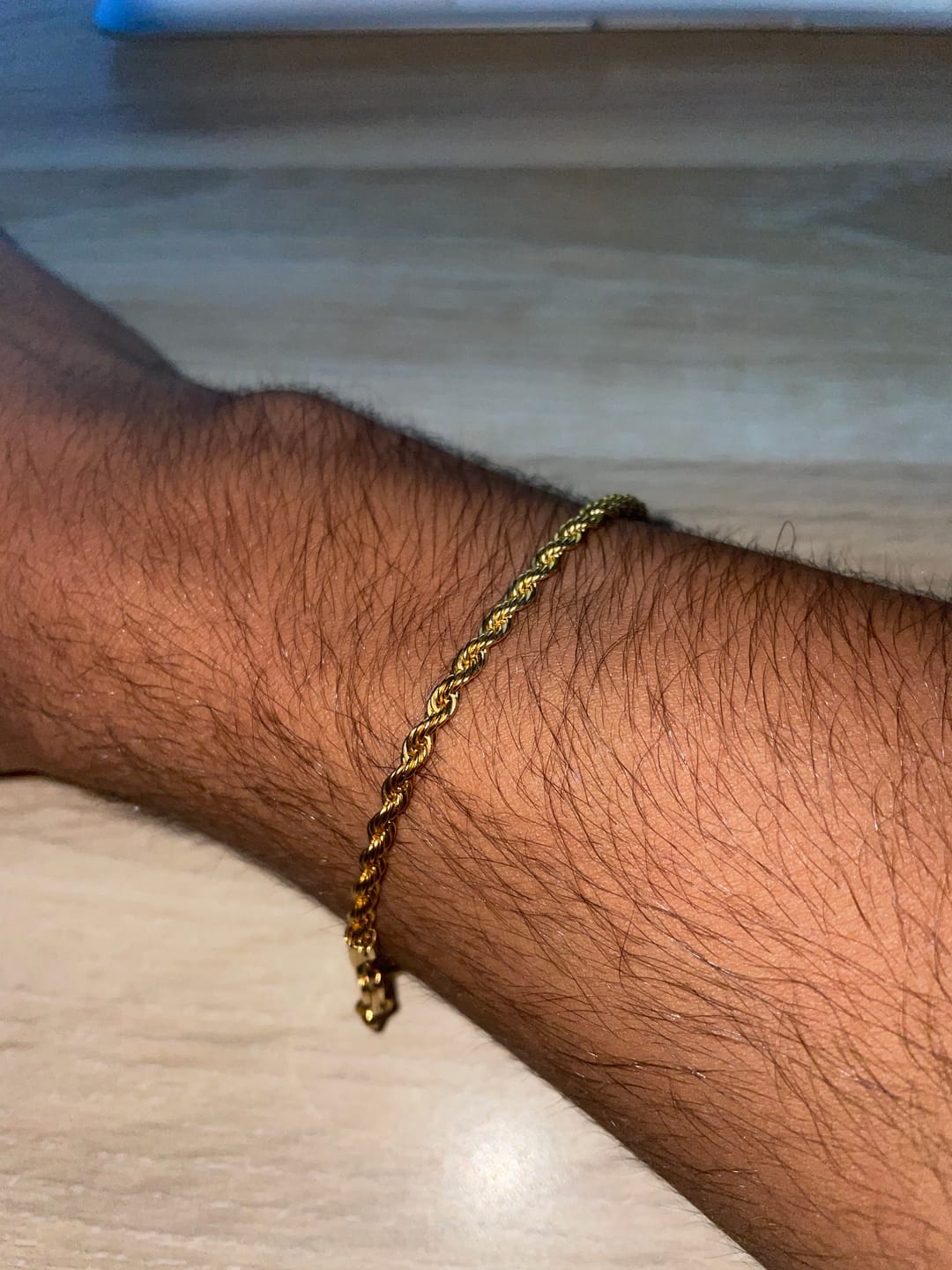 Customer photo review of CLEAN ROPE BRACELET. - 3MM 18K GOLD