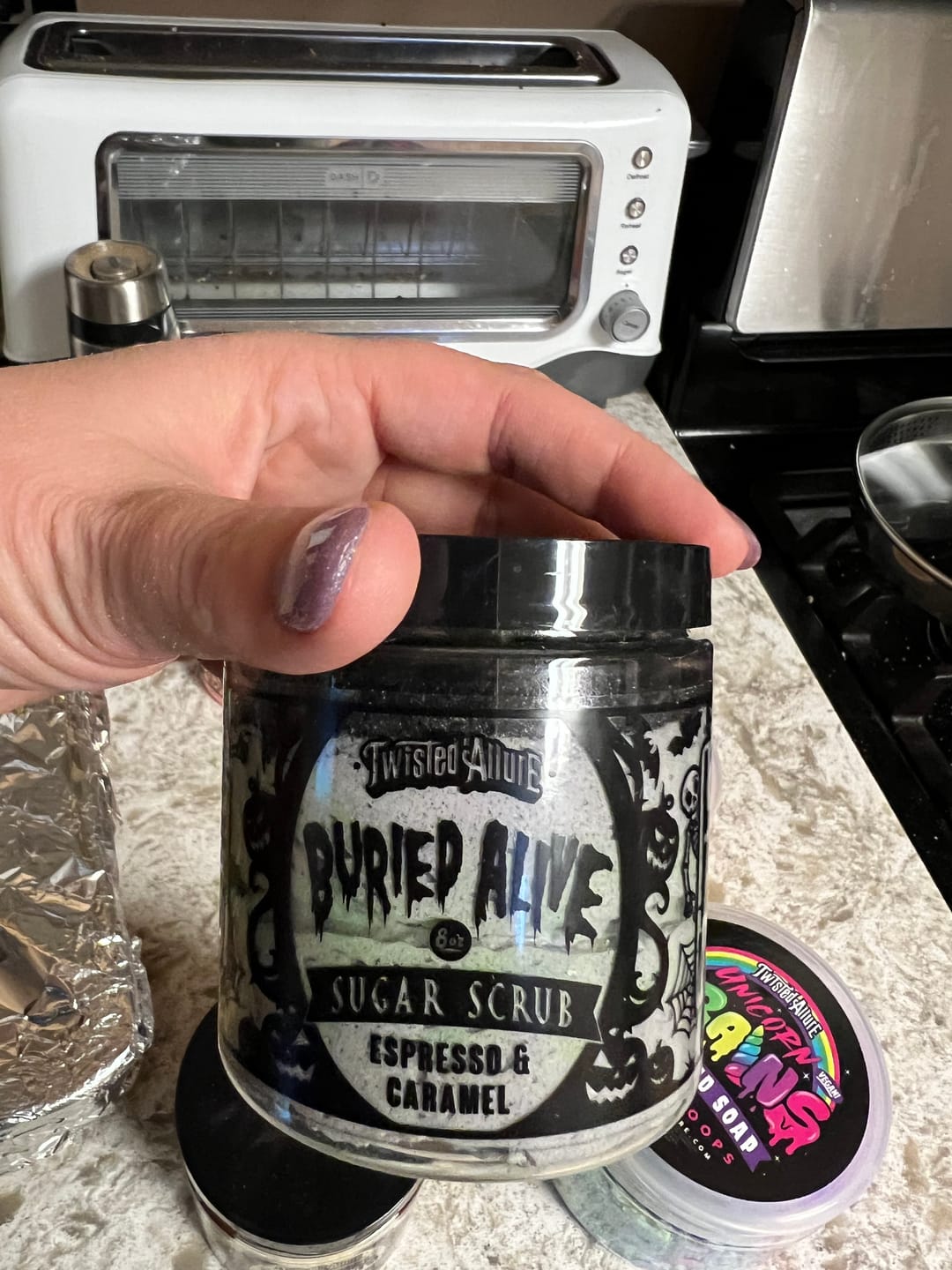 Customer photo review of Buried Alive Sugar Scrub (Caramel & Coffee)