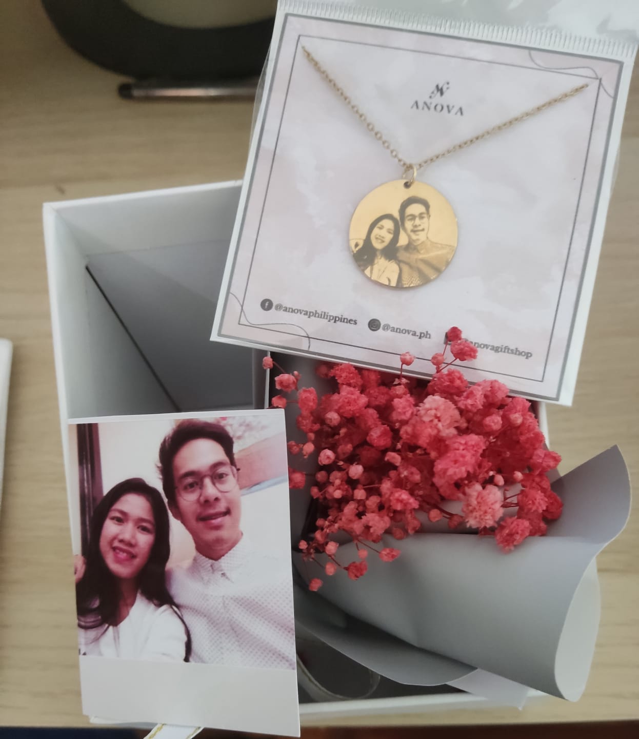 Customer photo review of Photo Engraved Portrait Necklace Gift