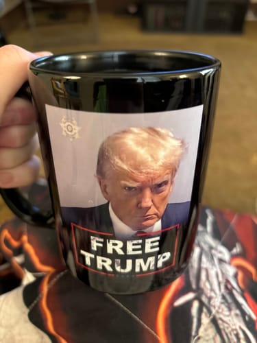 Customer photo review of Free Trump 15oz Coffee Mug