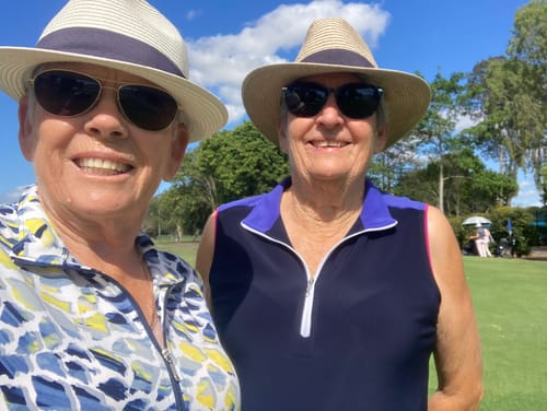 Customer photo review of Corsican Sleeveless Polo in Bondi with plus+ sizes