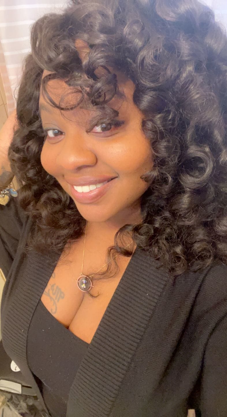 Customer photo review of Kayla 3C Burmese Loose Kinky Curly - InvisiRoot™ Clip-ins (AKA TrueRoot™ Clip-ins)