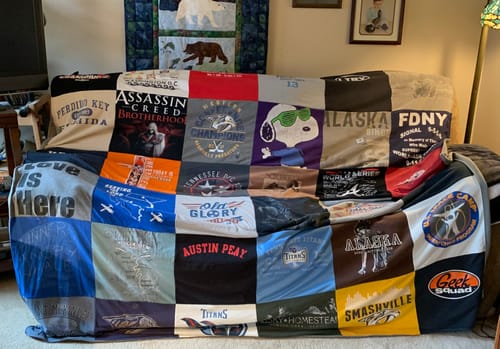 T-shirt quilt featuring titans by Lena from TN