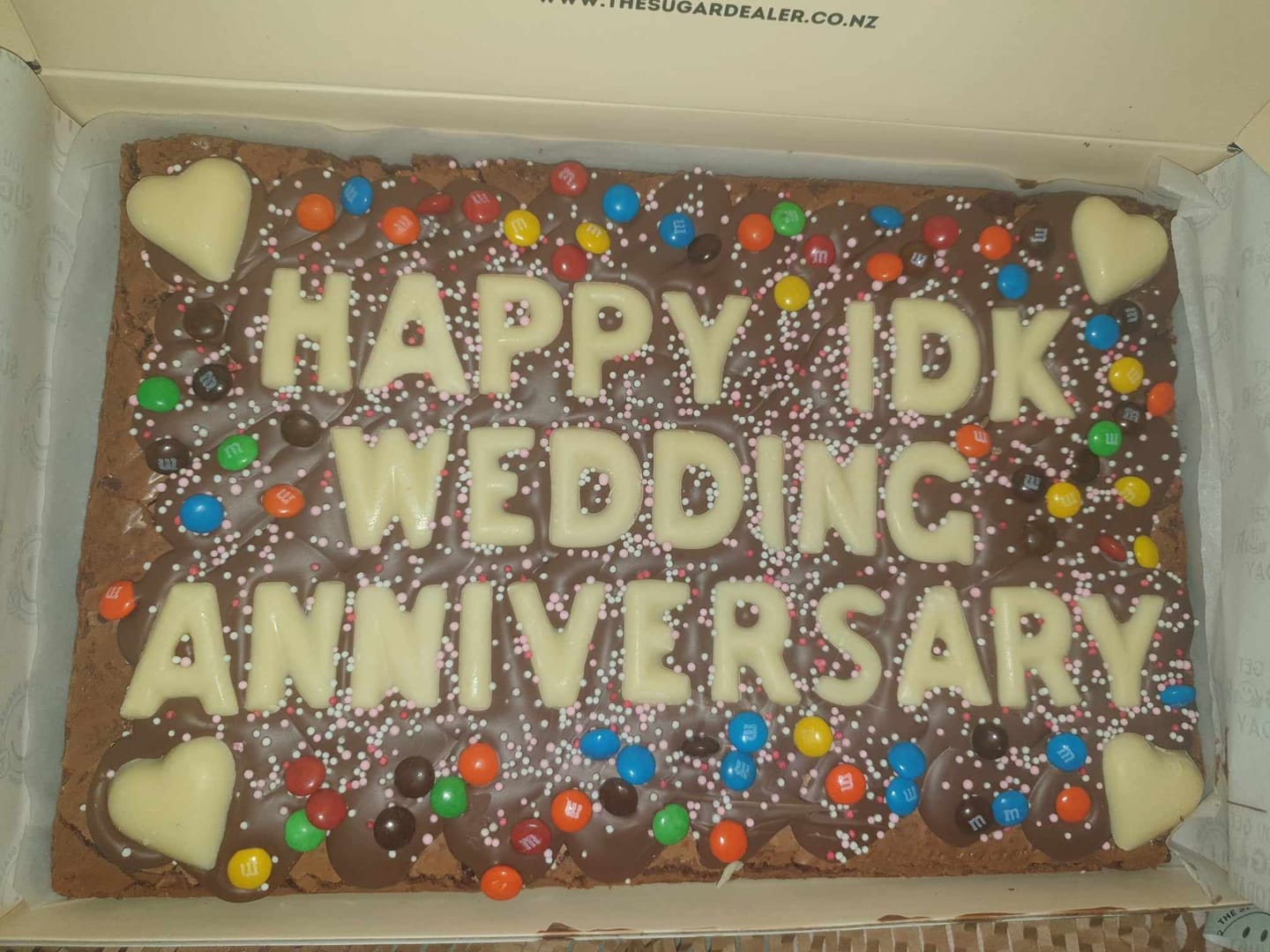 Customer photo review of Mega custom message heart brownie