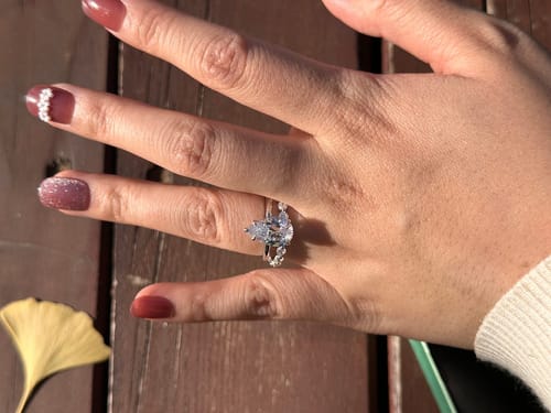 Customer photo review of Louily Sterling Silver Timeless Pear Cut Wedding Set For Women