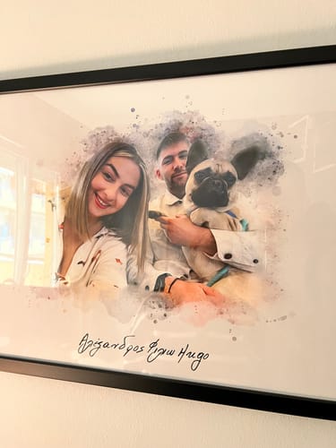Customer photo review of Πορτραίτο Δικό Σας μαζί με το Κατοικίδιο σας - Νερομπογιά