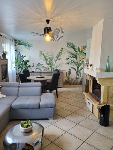 Customer photo review of Papier peint panoramique tendance tropicale oiseau du paradis