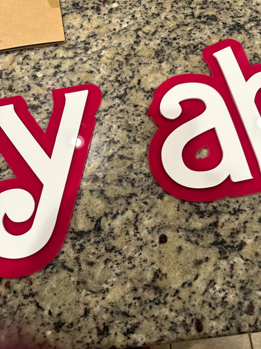 Customer photo review of Acrylic 3D Double Layered Barbie Name Sign - 1 Row