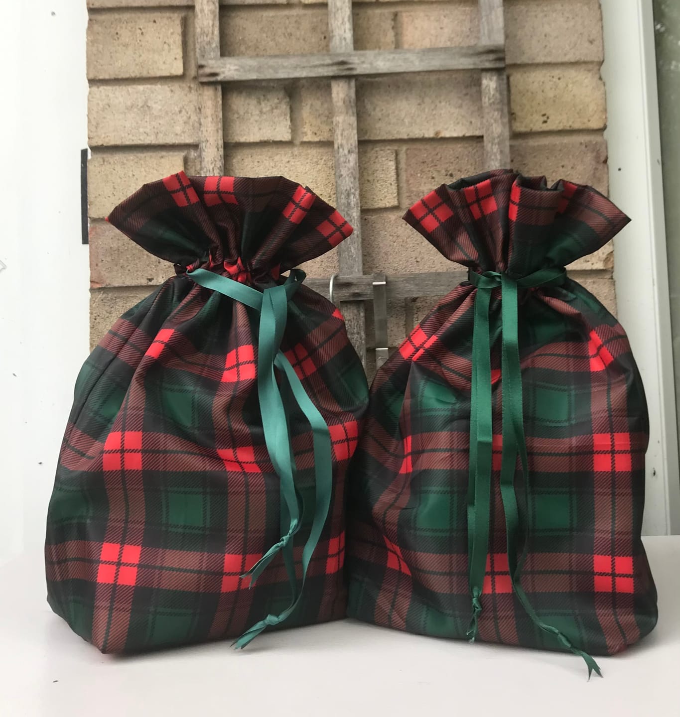 Customer photo review of Red and Green Tartan Polyester Lining Fabric