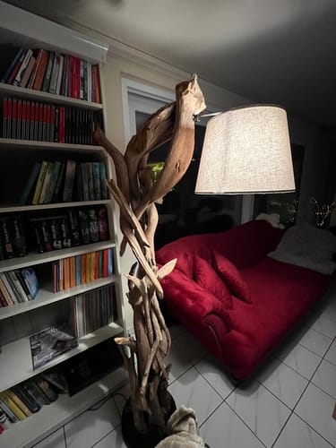 Customer photo review of Wurzel Holz Lampe MORGAN inkl. Lampenschirm Schwarz