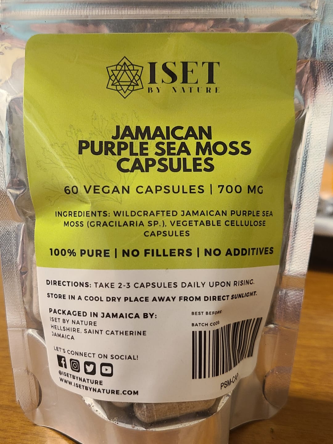 Customer photo review of Jamaican Purple Sea Moss Capsules | 700 mg | 100% Pure | No Fillers | 60 Vegan Capsules