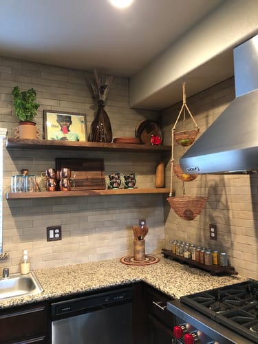 Customer photo review of Walnut Floating Shelves