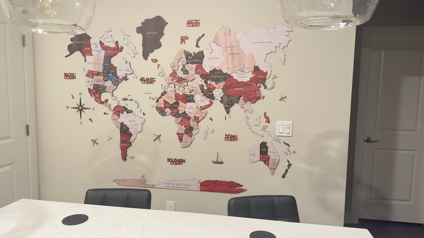 Customer photo review of 3D Wooden World Map Urban