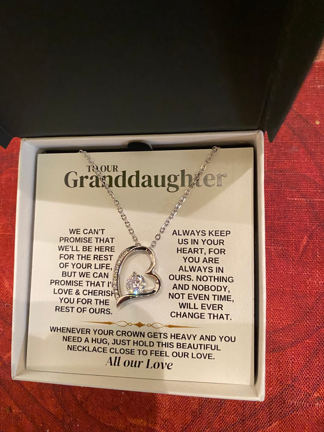 Customer photo review of To My Granddaughter - Forever Love Necklace Gift Set - SS316