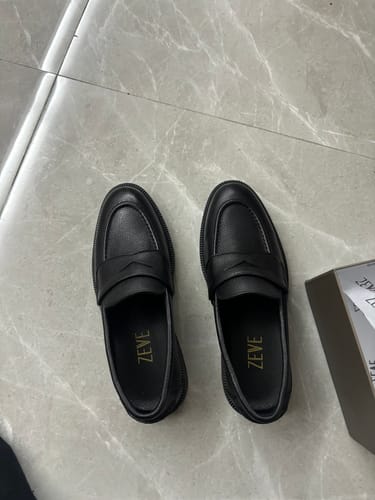Customer photo review of Wayne Penny Loafer - Black Pebble Grain Leather (Combat Sole)