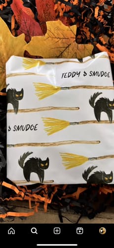 Customer photo review of Cats on Broomsticks Halloween Wrapping Paper