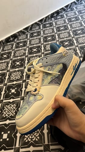 Customer photo review of Van Gogh Starry Night inspired sneakers