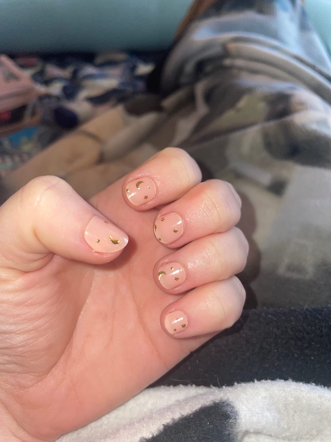 Customer photo review of Gold Moon Stars DIY Semicured Gel Nail Sticker Kit