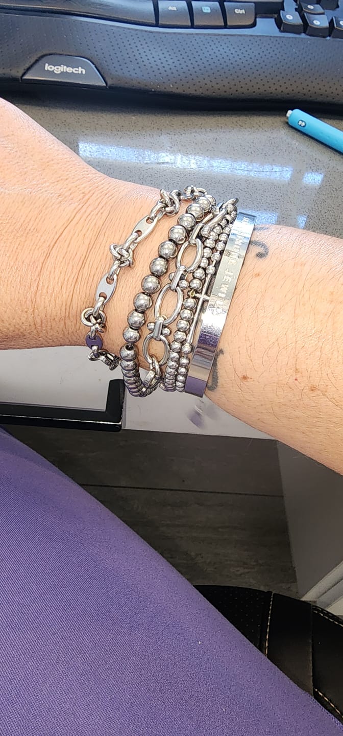 Customer photo review of Chrisette Stainless Steel Bracelet Stack