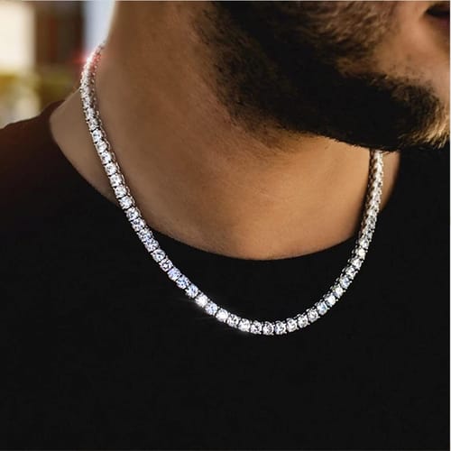 Customer photo review of White Gold Plated Silver Tennis Moissanite Chain