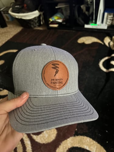 Customer photo review of Custom Leather Patch Trucker Hat - Richardson 112