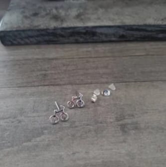 Customer photo review of Cycolinks 925 Sterling Silver Bicycle Stud Earrings