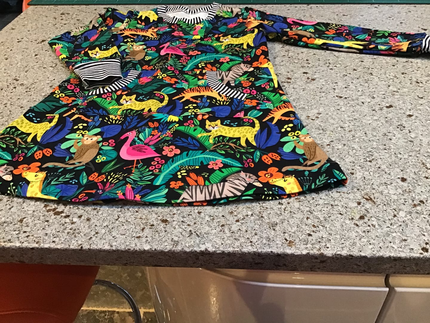 Customer photo review of Animal Jungle on Black French Terry Fabric