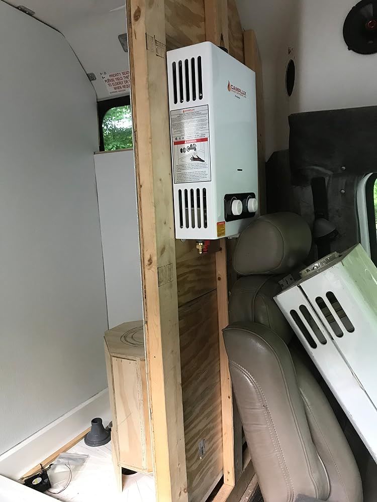 Customer photo review of Portable Tankless Water Heater, Camplux 1.58 GPM Outdoor Propane Hot Water Heater with S/S Rain Cap