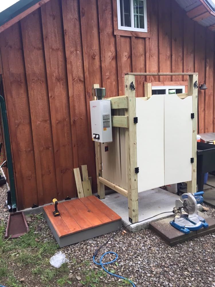 Customer photo review of Portable Tankless Water Heater, Camplux 1.58 GPM Outdoor Propane Hot Water Heater with S/S Rain Cap