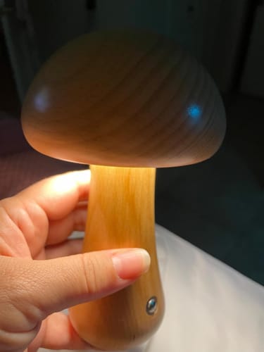Customer photo review of Wooden Mushroom Lamps
