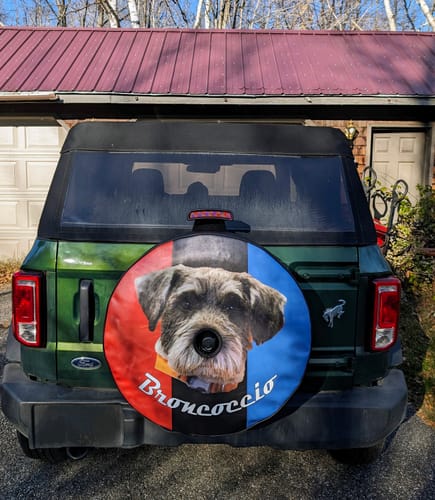 Customer photo review of Custom Spare Tire Cover for Jeep, RV, Bronco Camper, Trailer, & More