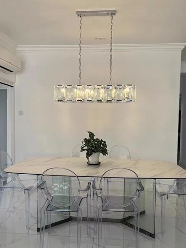 Customer photo review of JC Jean Harlow Crystal Rectangular Chandelier 42"