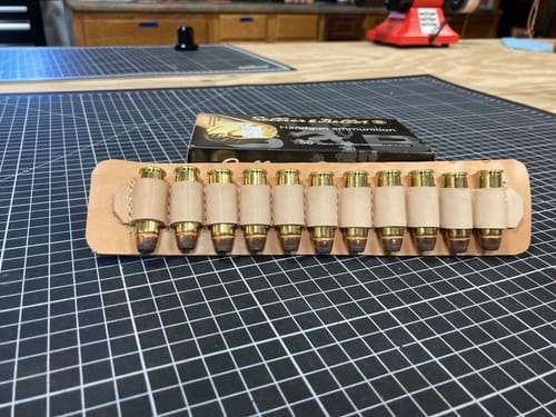 Customer photo review of Leather Cartridge Loops Stitching Guide - Free Printable Template