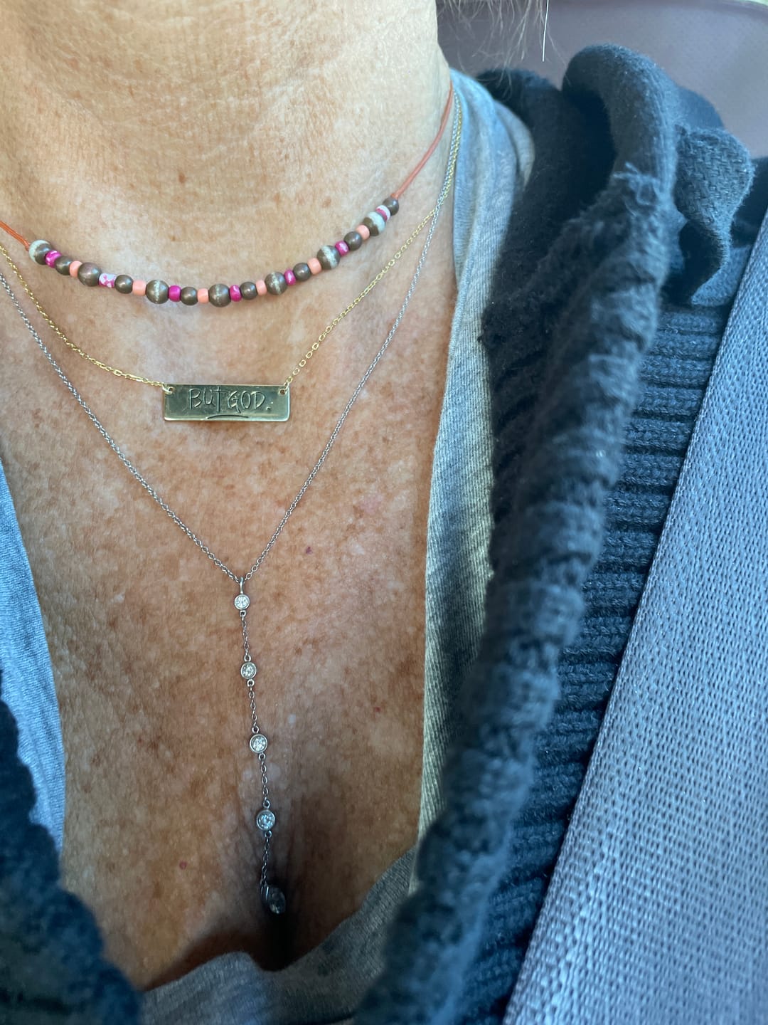 Customer photo review of but God necklace