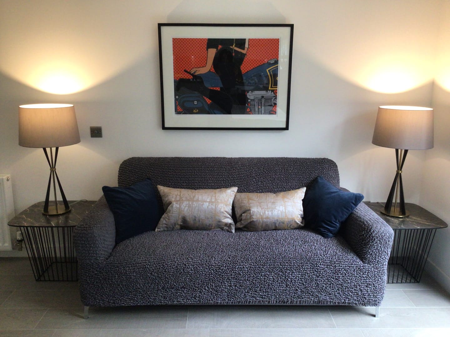 Customer photo review of 3 Seater Sofa Cover - Charcoal, Microfibra