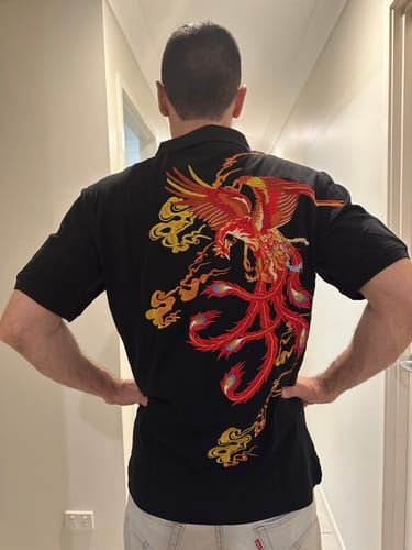 Customer photo review of Fire Phoenix Embroidery Polo Shirt