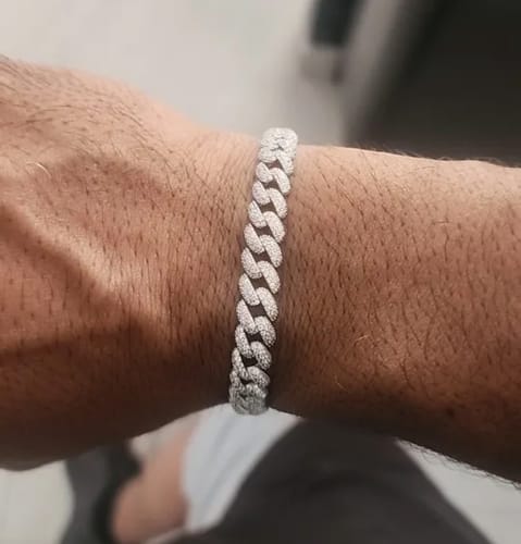 Customer photo review of Cuban Moissanite Diamond Silver Iced Bracelet