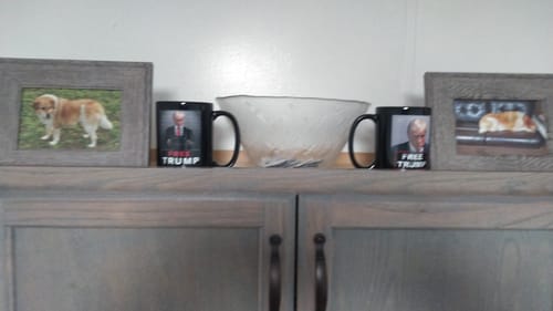 Customer photo review of Free Trump 15oz Coffee Mug
