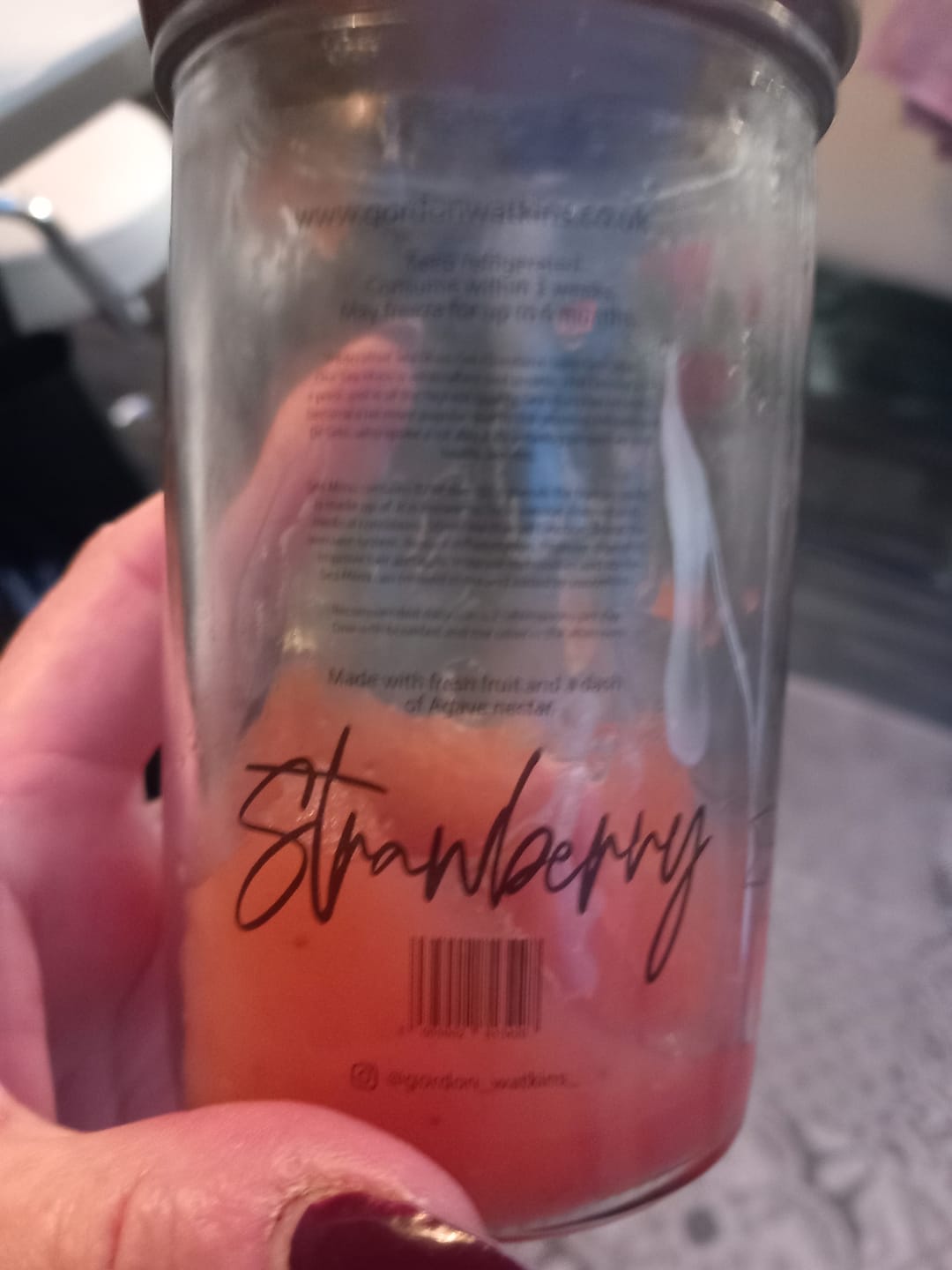 Customer photo review of Strawberry Flavoured Sea Moss Gel 250ml - Infused With Fresh Strawberries