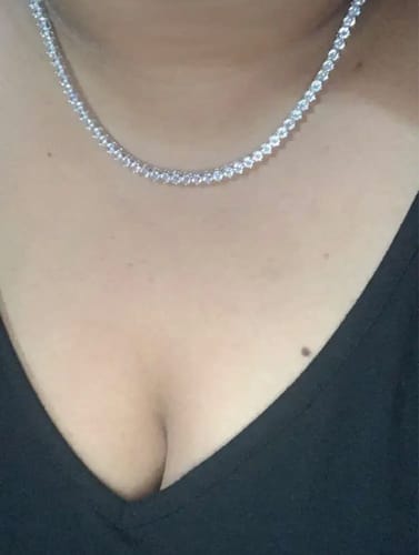 Customer photo review of Reverie Moissanite Claw Tennis 18k White Gold Necklace