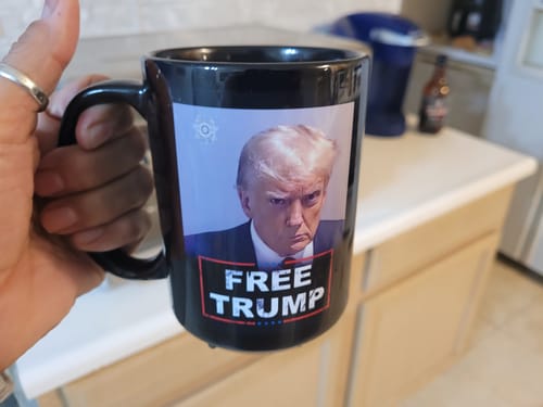 Customer photo review of Free Trump 15oz Coffee Mug